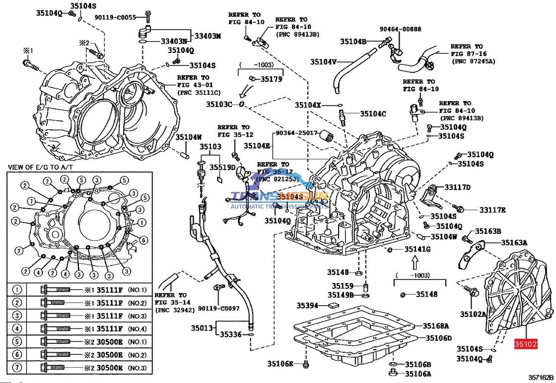 Sistema di copertura posteriore della trasmissione 35102-42010 per Toyota RAV4 cambio automatico a quattro velocità U140F