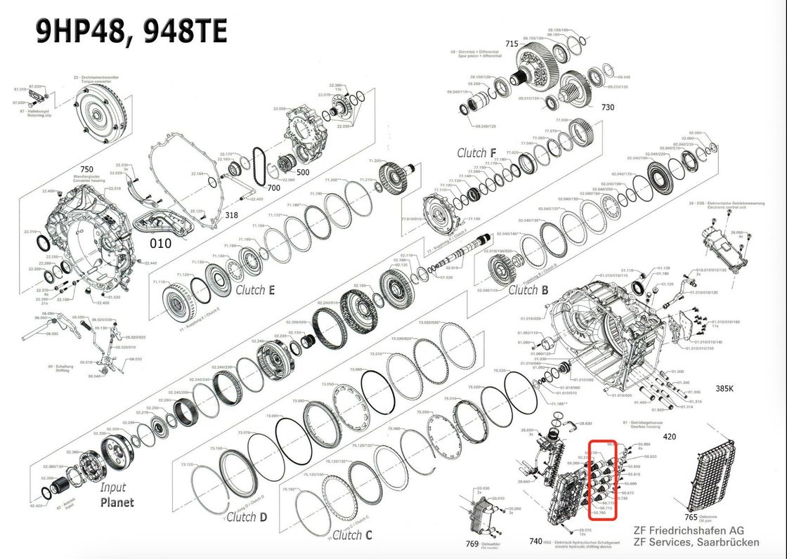 Transmesun Trasmissione automatica 9HP-48 Kit di riparazione di valvole solenoidi 10 Set di valvole solenoidi individuali per Land Rover Range Rover Evoque